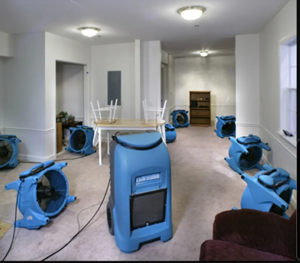 Air movers and dehumidifier setup for Water Extraction & Removal in Esopus